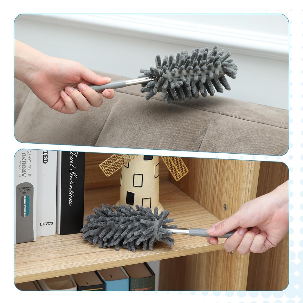 12 Pack High Duster with Extension Pole, Reusable & Washable Feather Duster, ...