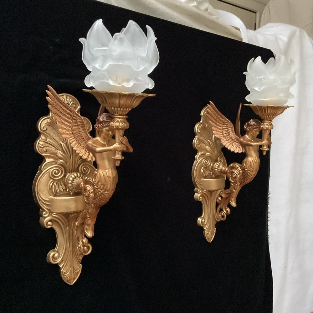 wall lights Mythical winged mermaids