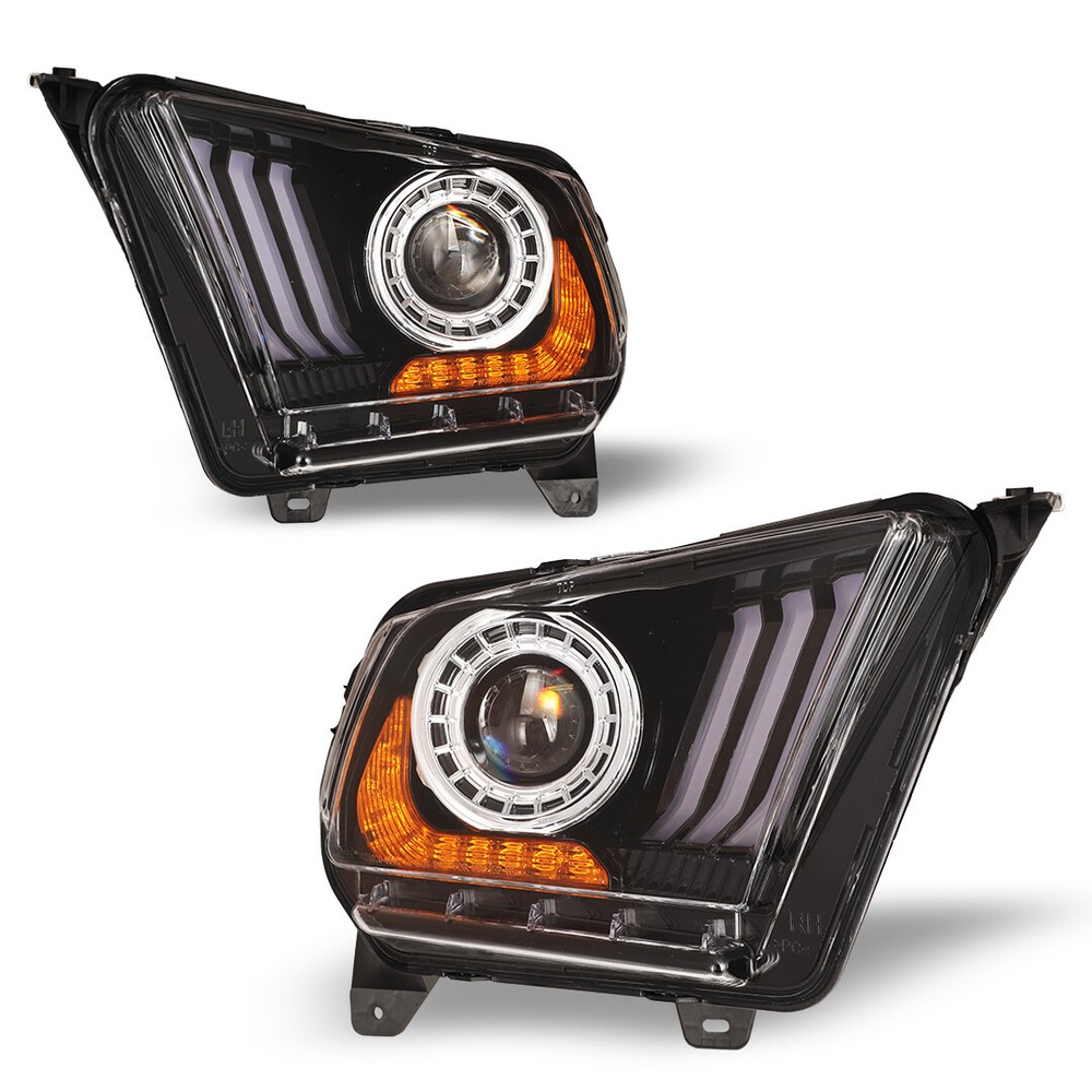 Pair for 2010-2012 Ford Mustang Headlights Sequential LED Projector w/ Bulbs