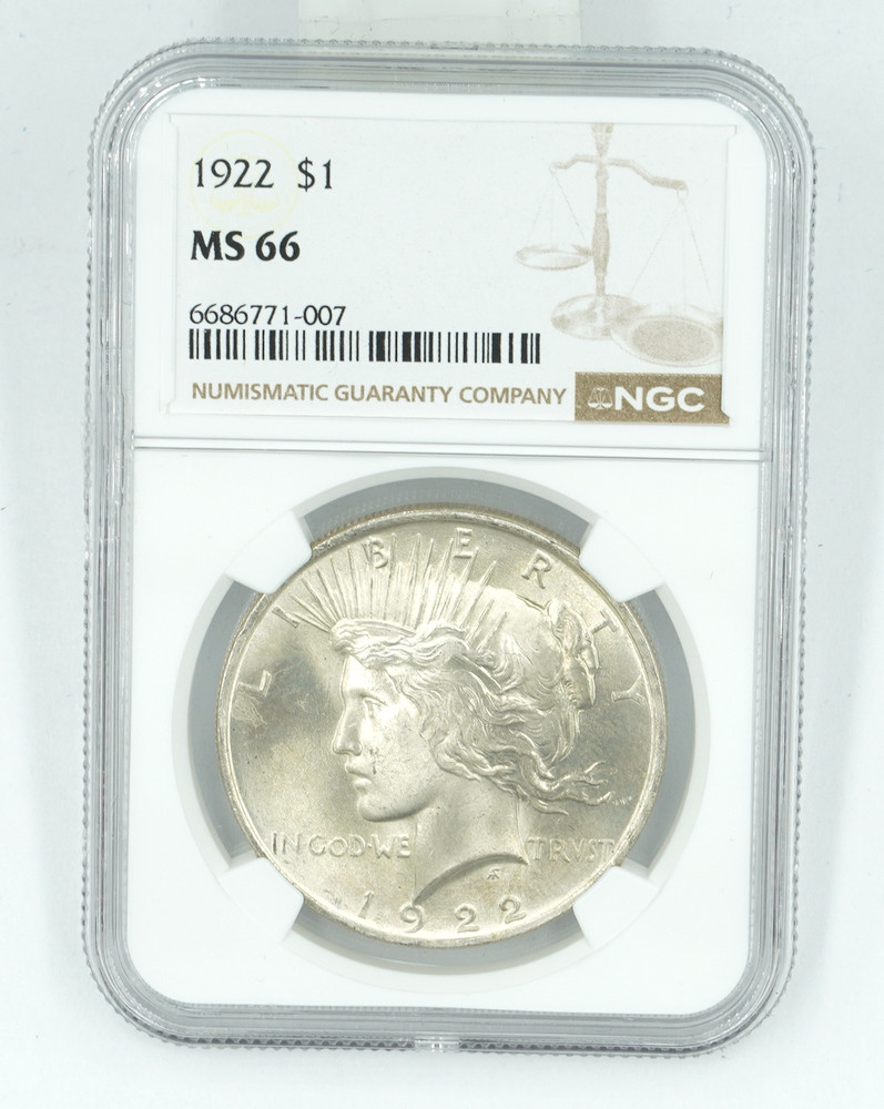 1922 NGC MS66 Peace Silver Dollar