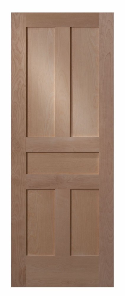 Birch 5 Panel Traditional Flat Panel Shaker StainGrade Solid Core Interior Doors