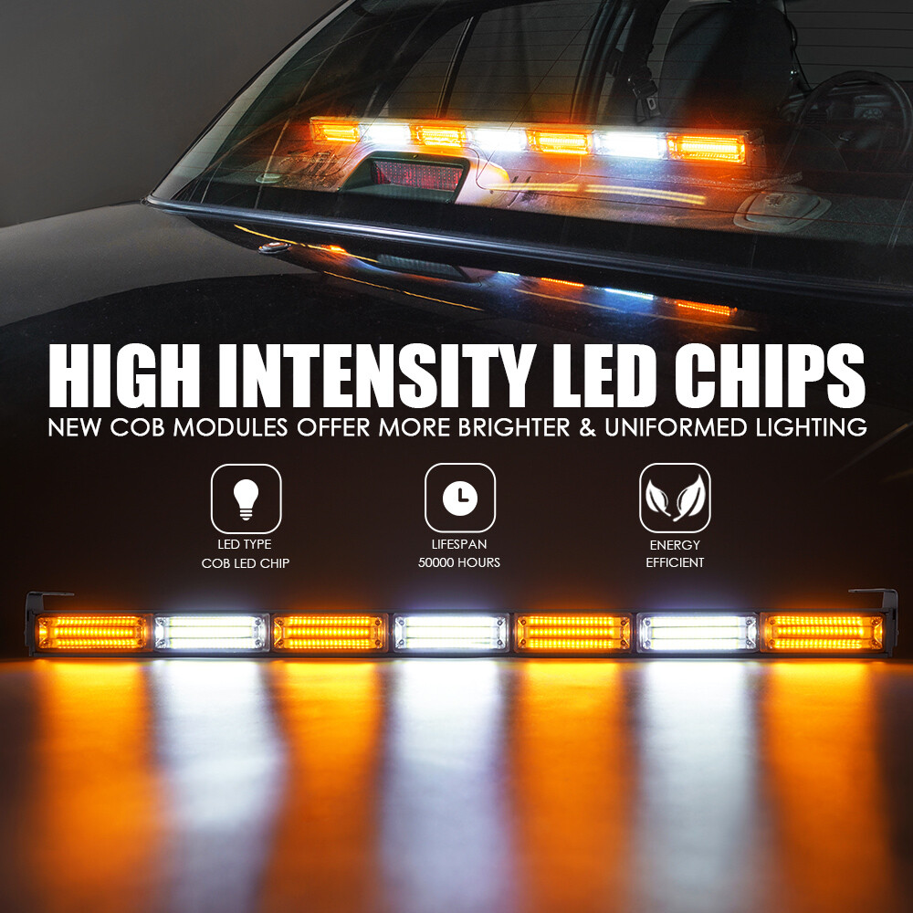 Xprite 31" COB LED Strobe Light Bar Interior Windshield Deck Hazard Work Lamp