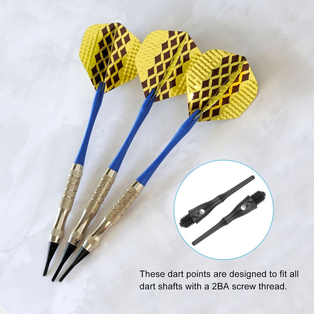 50Pcs 2BA Thread Plastic Soft Tip Dart Points Replacement Accessories, Black