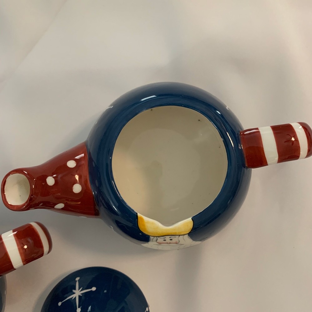 Christmas Santa Ceramic Teapot By Ganz Stackable 3 piece