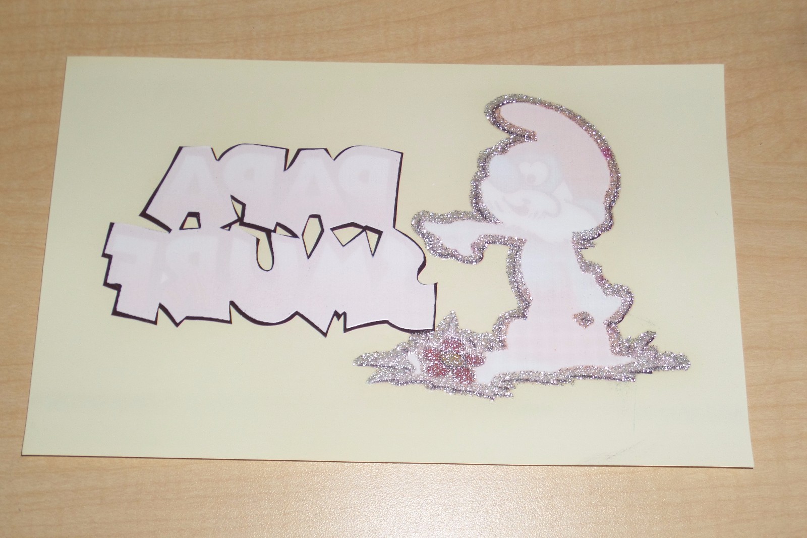 VINTAGE PAPA SMURF GLITTER SHIRT HEAT PRESS / IRON ON TRANSFER SHEET