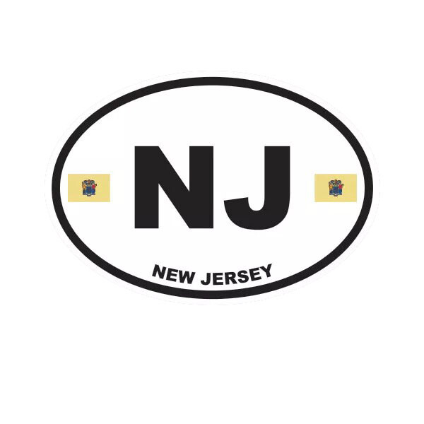 New Jersey State Flag Oval Sticker Decal