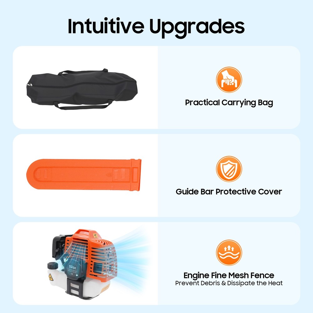 5-in-1 Gas Hedge Trimmer Tool, 52CC 2-Stroke Multi-Functional Eater