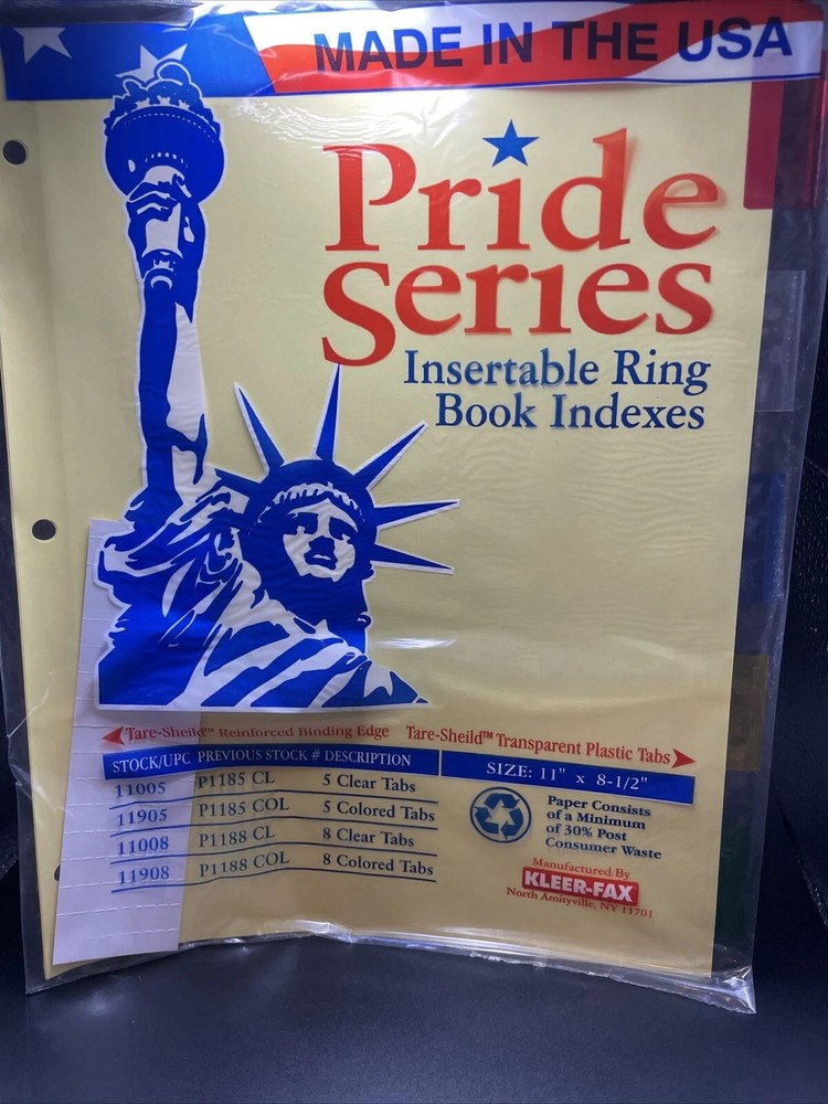 Binder Index Tabs 5 tab Size 11”x8.5”