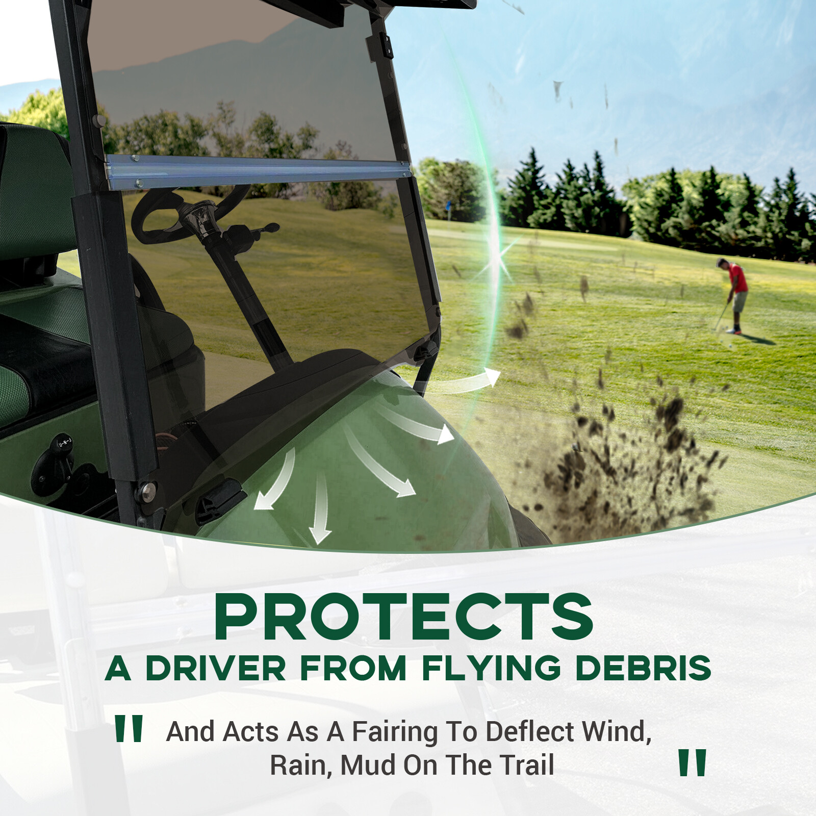 For Club Car Precedent 2004-UP Golf Cart Fold Down Windshield Tinted Windscreen