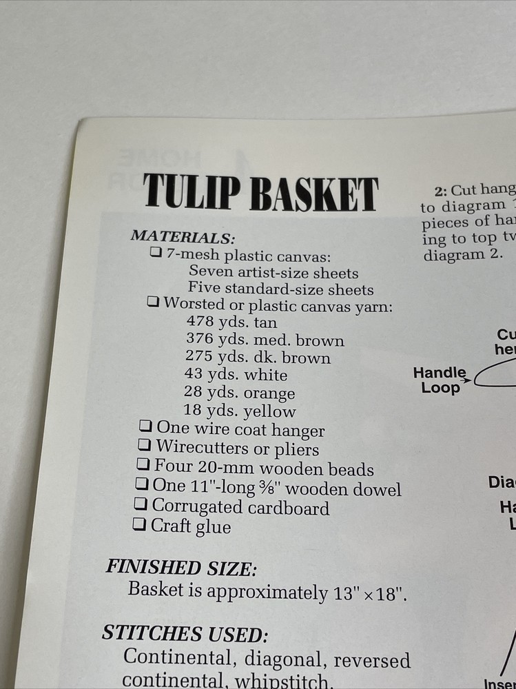 Annie's Attic Tulip Basket Plastic Canvas Pattern