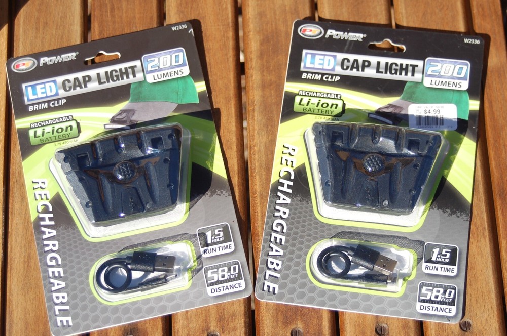 Flashlight 6 led cap light headlamp rechargeable 2 pack!
