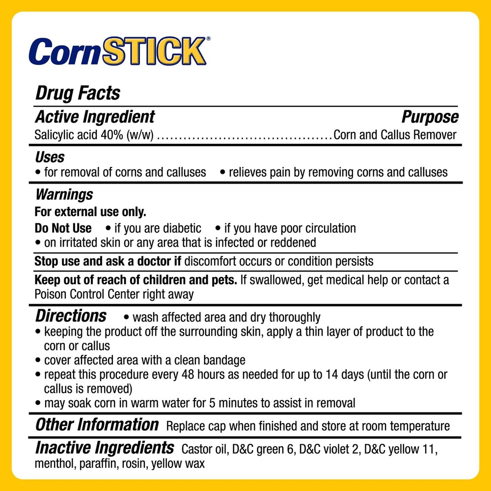 CornStick Maximum Strength Salicylic Acid Solid-Stick Corn and Callus Remover