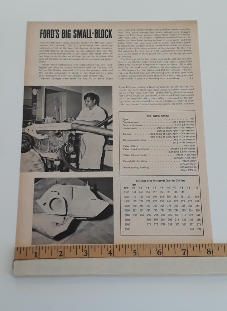 FORD 351 ENGINE ORIGINAL 1969 ARTICLE