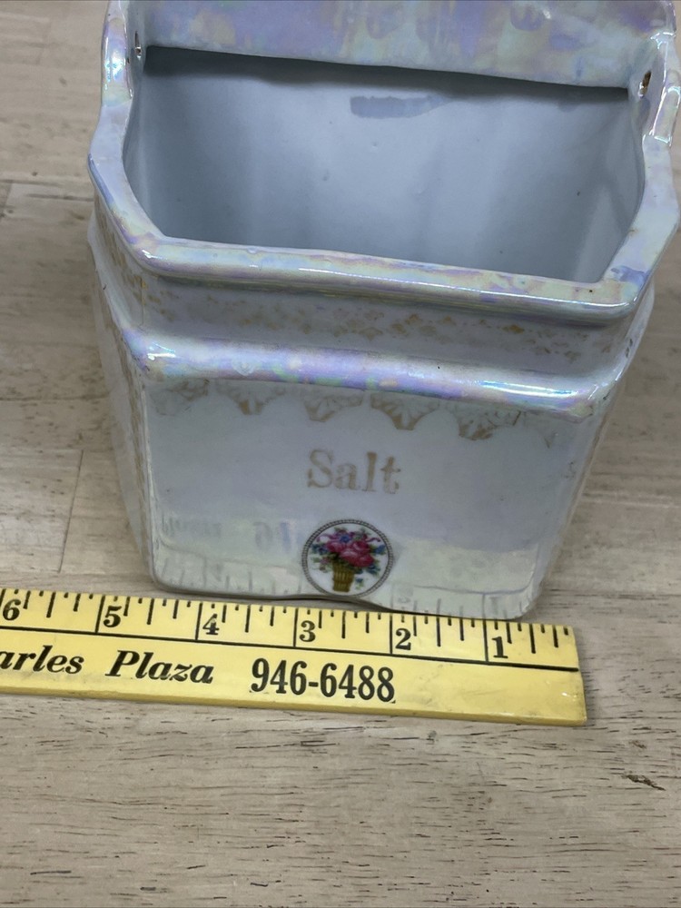 German Lusterware Salt Container Cannister Wall Decor