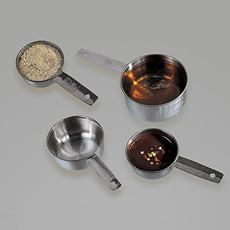 MCL4 Stainless Steel Measuring Cup Set, Solid Flat Handle, Silver, 4 Piece