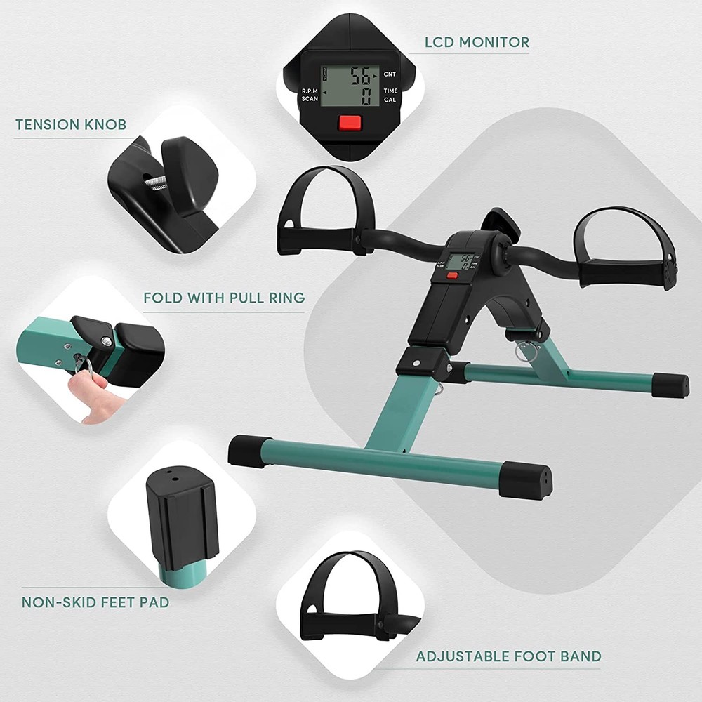 Foldable Mini Exercise Bike Cycle Mini Stepper Bike Pedal Exerciser LCD Display