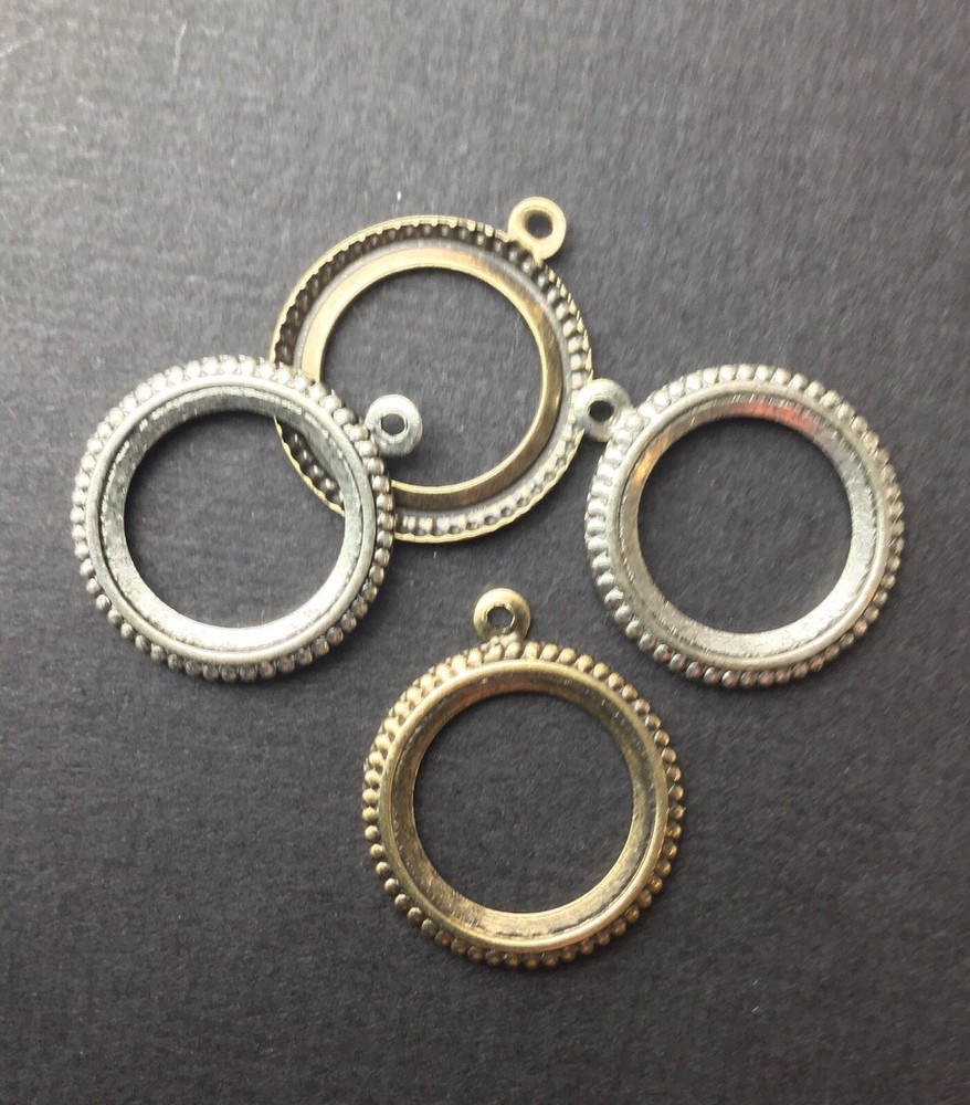 24974 4 Pc Matte Silver Oxidized Loop Dangle Angel Halo Jewelry Finding