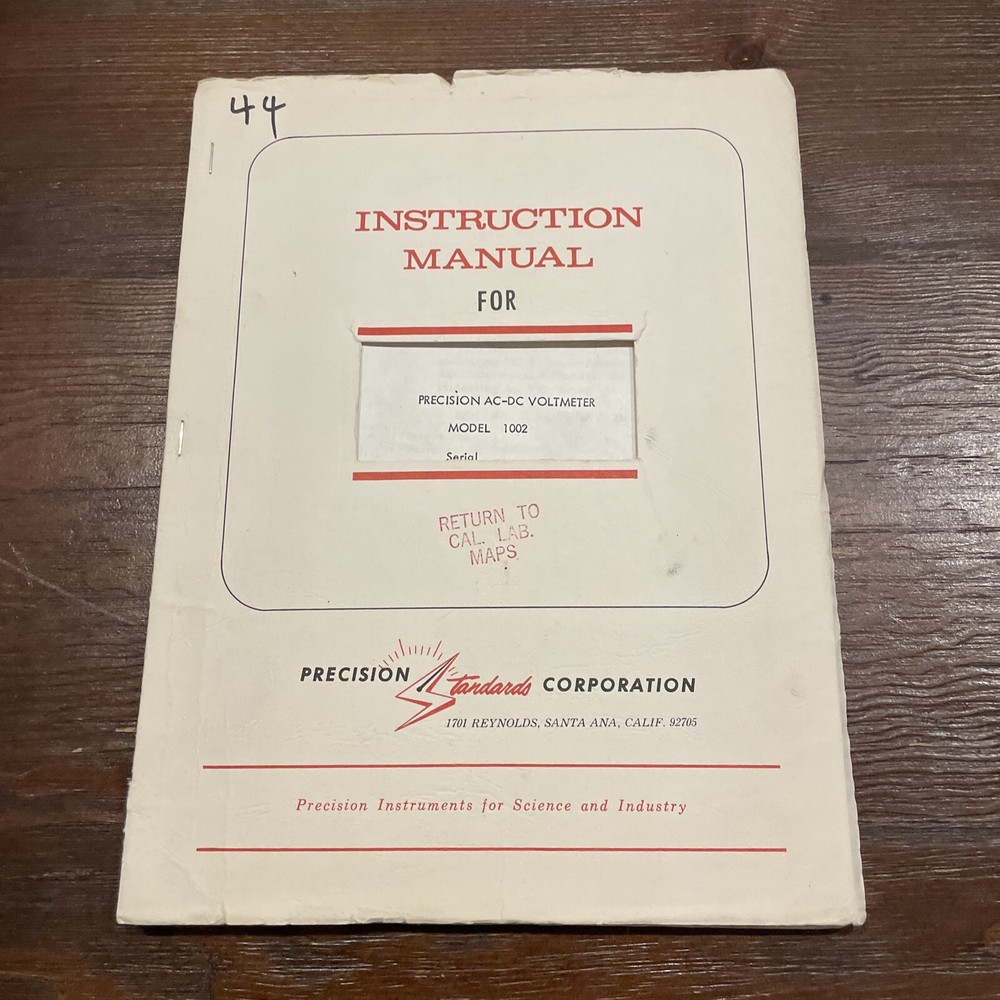 Precision Standard Model 1002 Precision AC-DC Voltmeter Instruction Manual