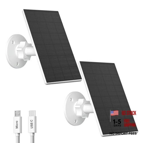 2W Solar Panel for Security Cameras, Solar Charger with Micro USB & 2W 2 Pack