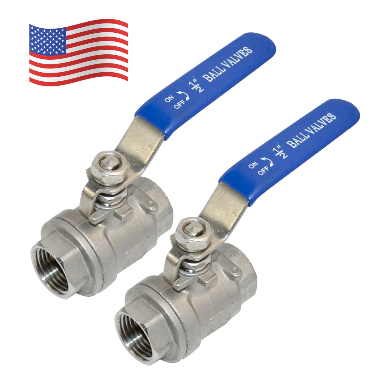 2PACK US STOCK 1/2 inch 1/2" Ball Valve,316 Stainless Steel Full Port,2-Piece