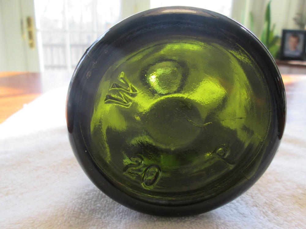 Antique Labeled Green Wine Bottle