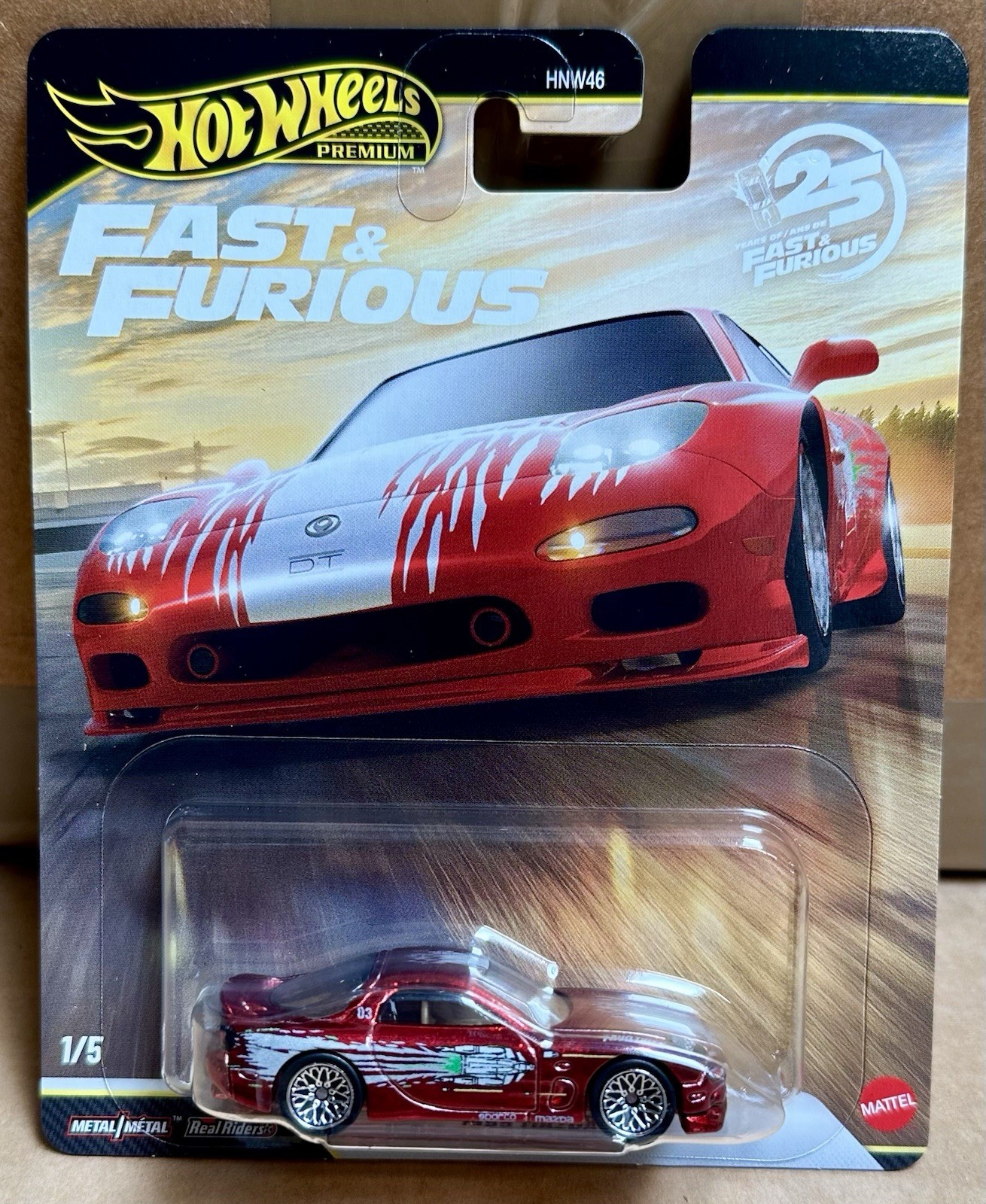 Hot Wheels 2026 Premium Fast & Furious 25th Anniversary Set of 5 Cars HNW46-956P