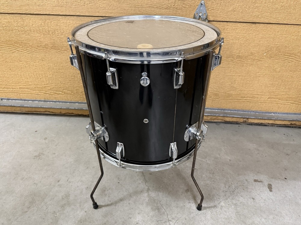 ROGERS 1970S 18" FLOOR TOM DRUM SCRIPT LOGO Black
