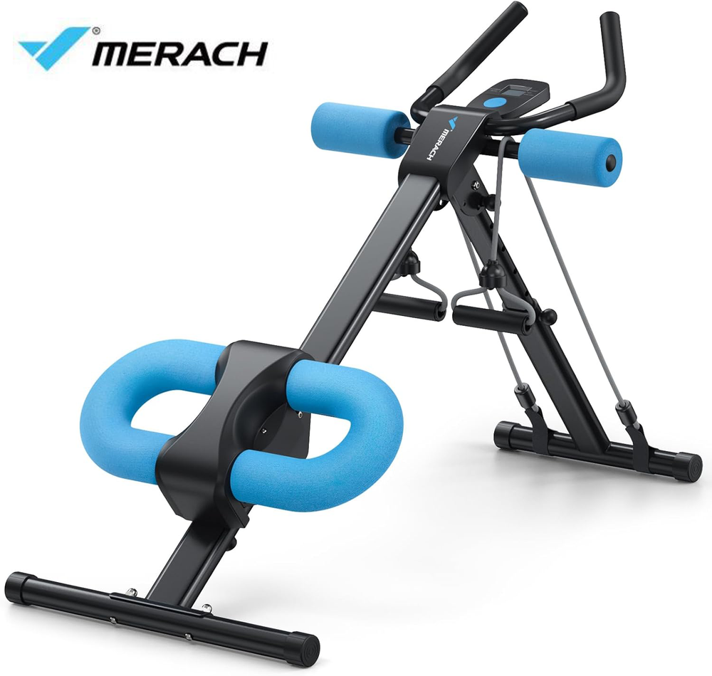 MERACH Abdominal Trainers Exercise Bench Workout Machine Foldable LCD Monitor