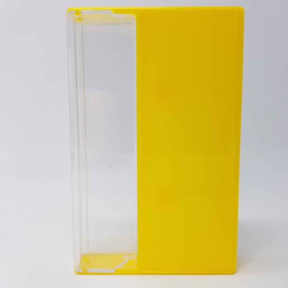 5 Cassette Tape Cases: Clear Front + Lemon Yellow Solid Back - Plastic