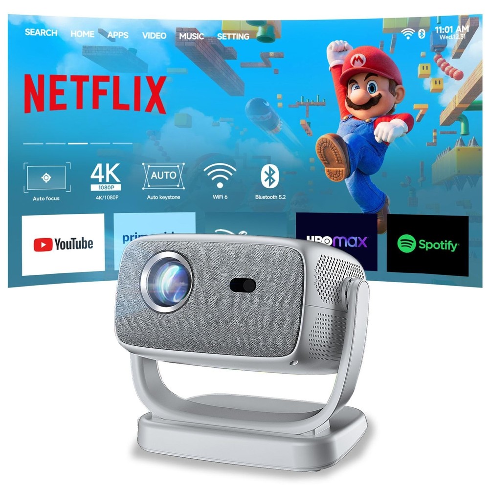 Projector Auto Focus Projector Projector with Wifi and Bluetooth Portable Projec