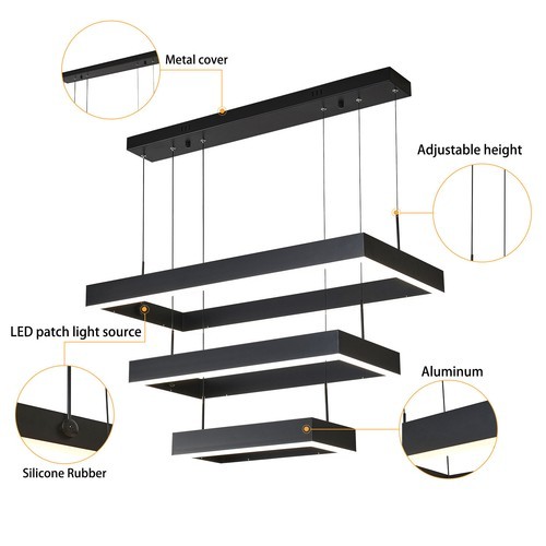Modern LED Ceiling Light Hanging Pendant Lamp Dimmable Chandelier W/ Remote