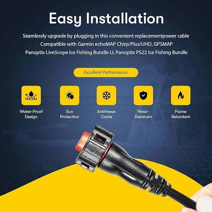 For Garmin echoMAP 4-pin 6ft Threaded Power Data Cable Chartplotter 010-12445-00