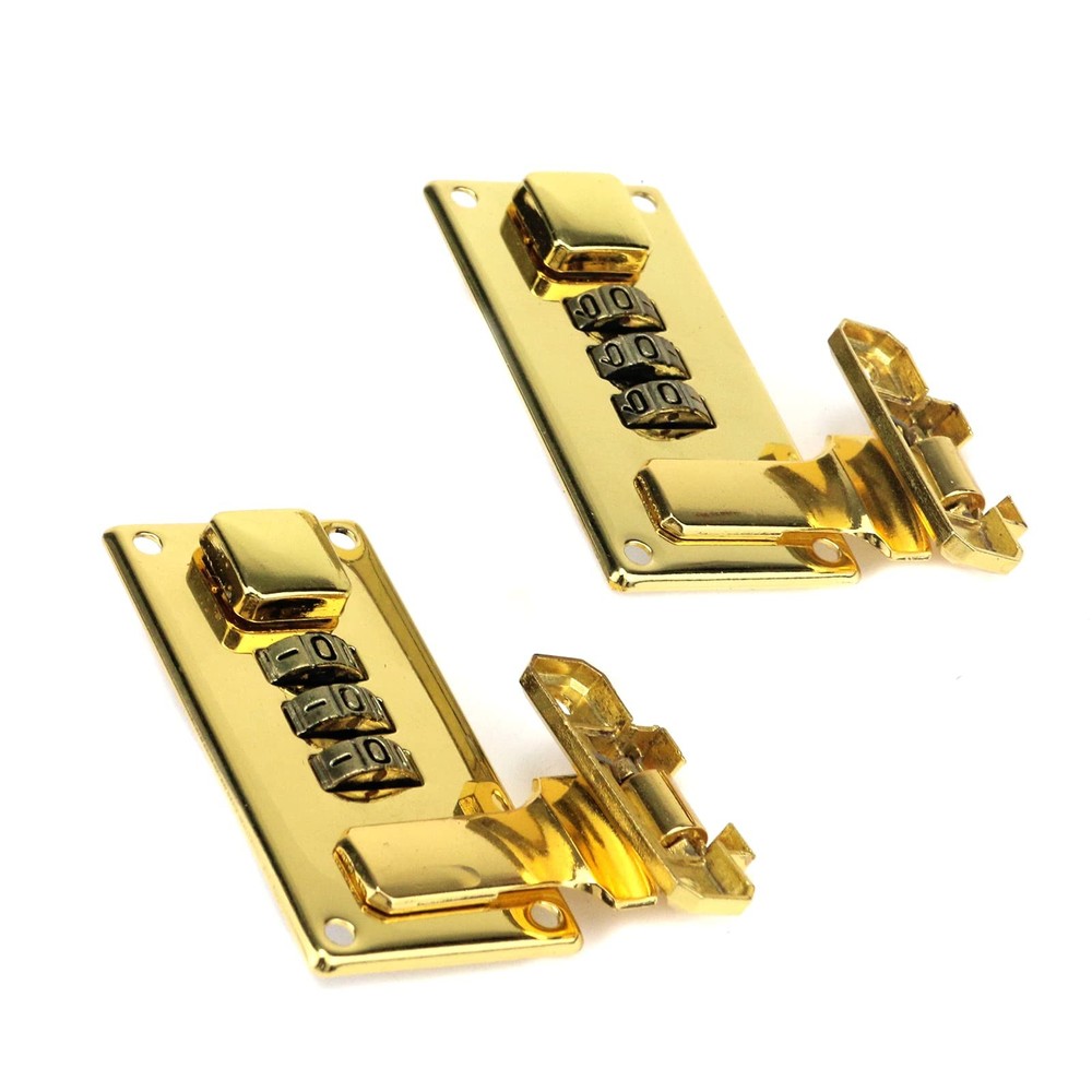 Luggage Combination Lock 2 PCS Toolbox Hasp 3 Digit Password Gold Security