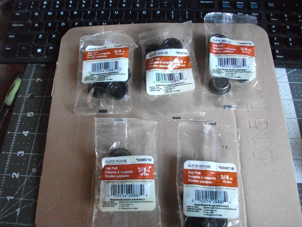 GATE HOUSE Sash Cup Pull #0308716 NOS 5packages Black-4 each pack 3/4"
