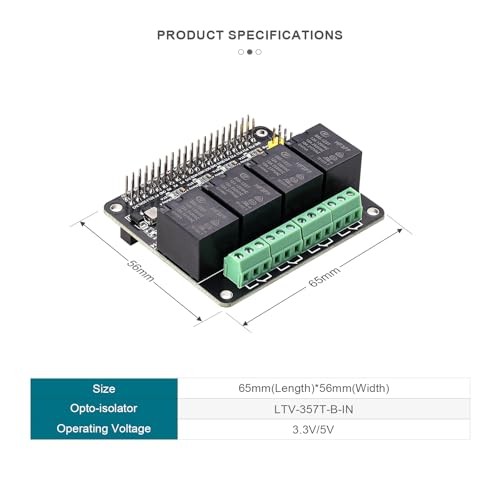 Single Board Computers 4-CH Relay HAT for Raspberry Pi - Optocoupler