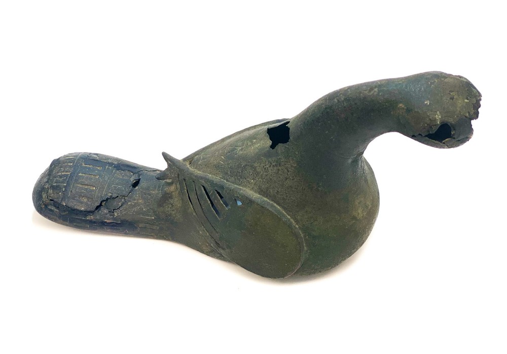 Bronze Archaic Incense Burner Formed Bird