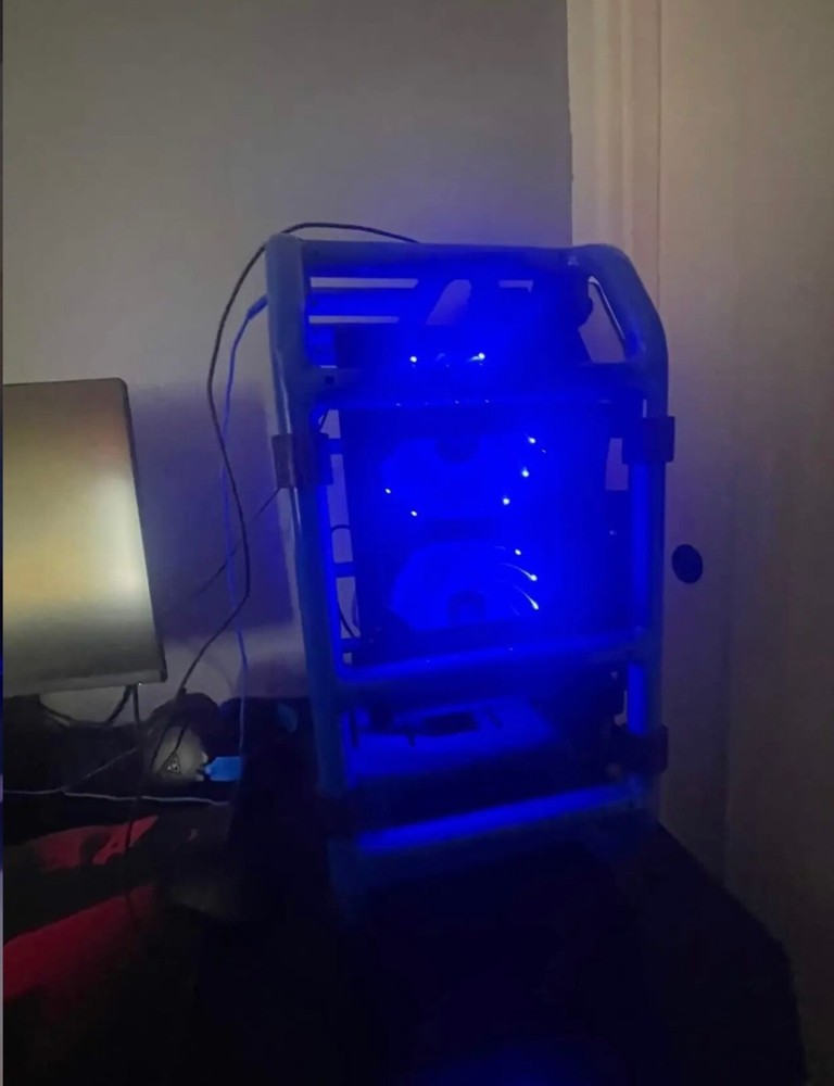 blue bicycle frame gaming pc