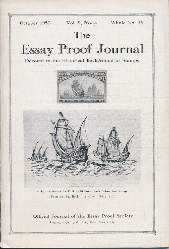 Essay Proof Journal, Oct 1952 Vol. 9 No. 4, US hybrid proofs, Clarence Brazer