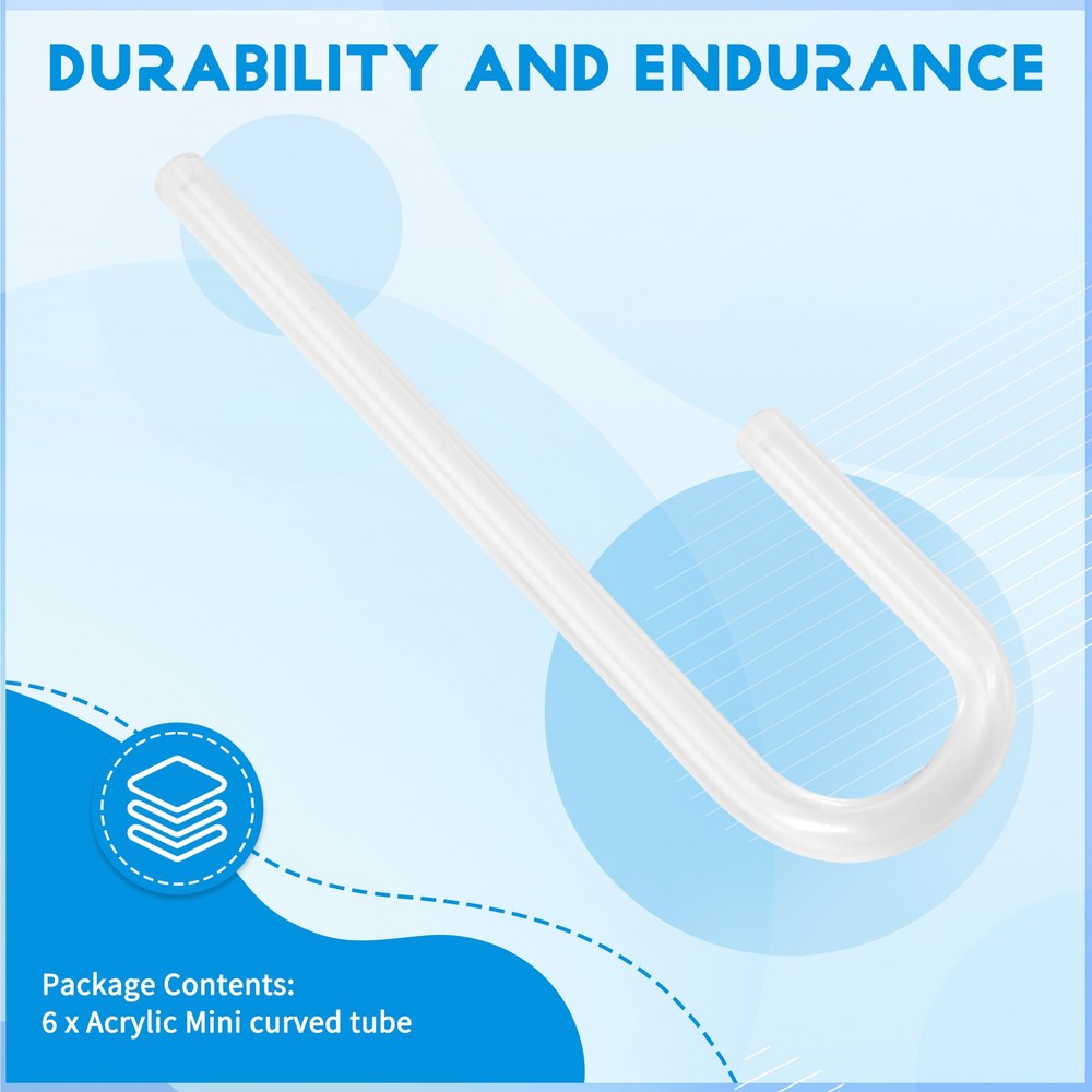 6pcs Acrylic Pipe U Shape Tube Bend for Aquarium Co2 System/Diffuser B8Y28786