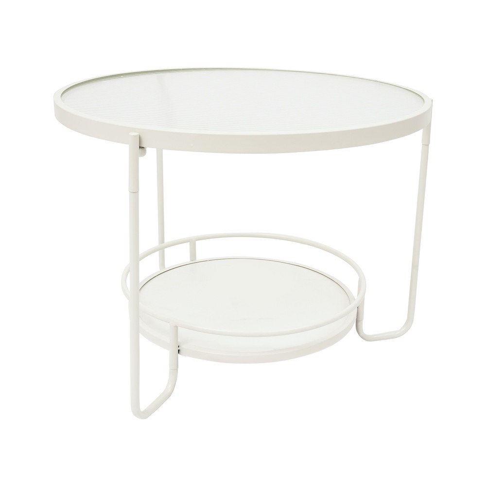 2-tier Modern Side Table Round End Table Tempered Glass Coffee Table 60cm dia.