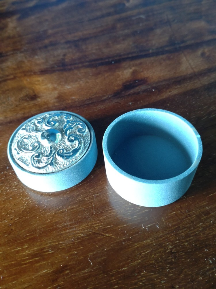 Blue and Silver Fabric Round Box