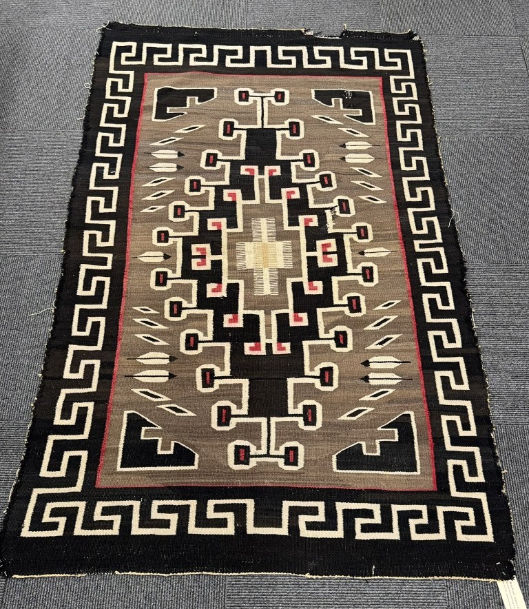 Navajo Crystal Rug ca. 1920  Size 74" L x 47" W  Hand Woven Ranch Rug