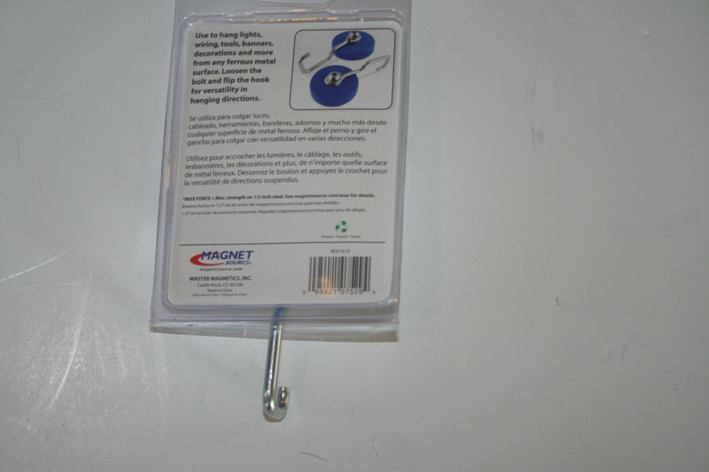 NEW MAGNET SOURCE Reversible Hook,Silver,2.25 in.,25 lb., 07529
