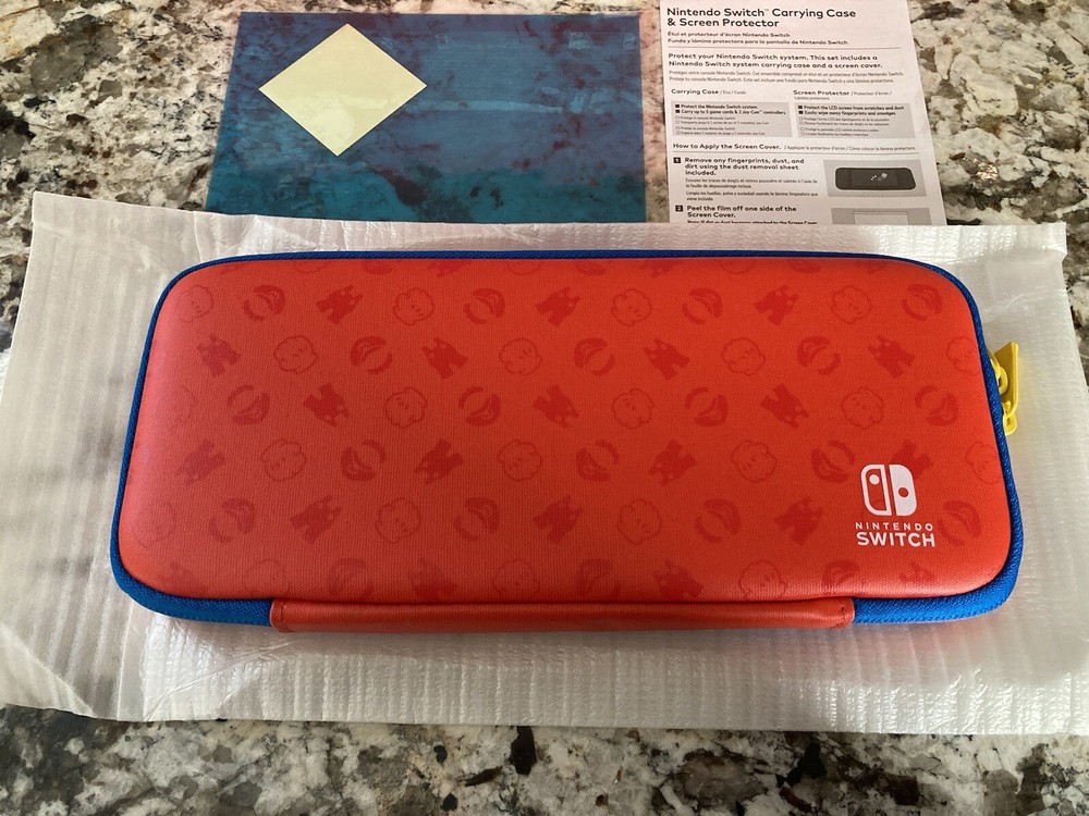 Nintendo Switch Complete EMPTY Box Mario Red & Blue Edition w/ Carrying Case