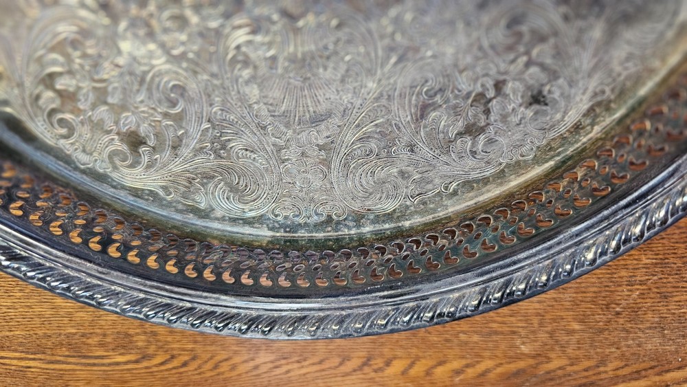 International Silver Co 12.25" silverplate serving tray equestrian trophy