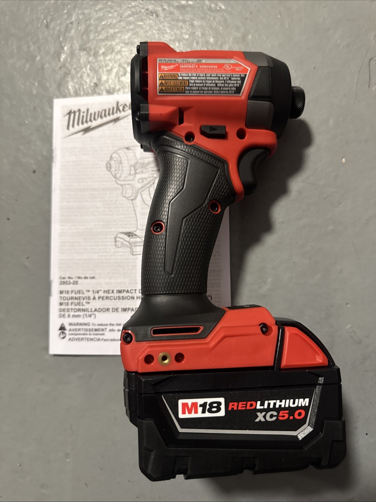 Milwaukee 2953-20 M18 Fuel 18V 1/4" HEX Impact Driver w/XC 5.0 Battery