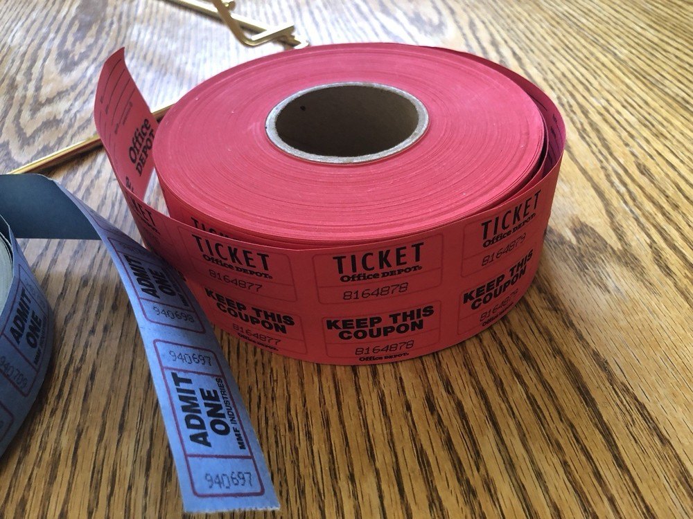 Small Brass Raffle Ticket Drum With Tickets
