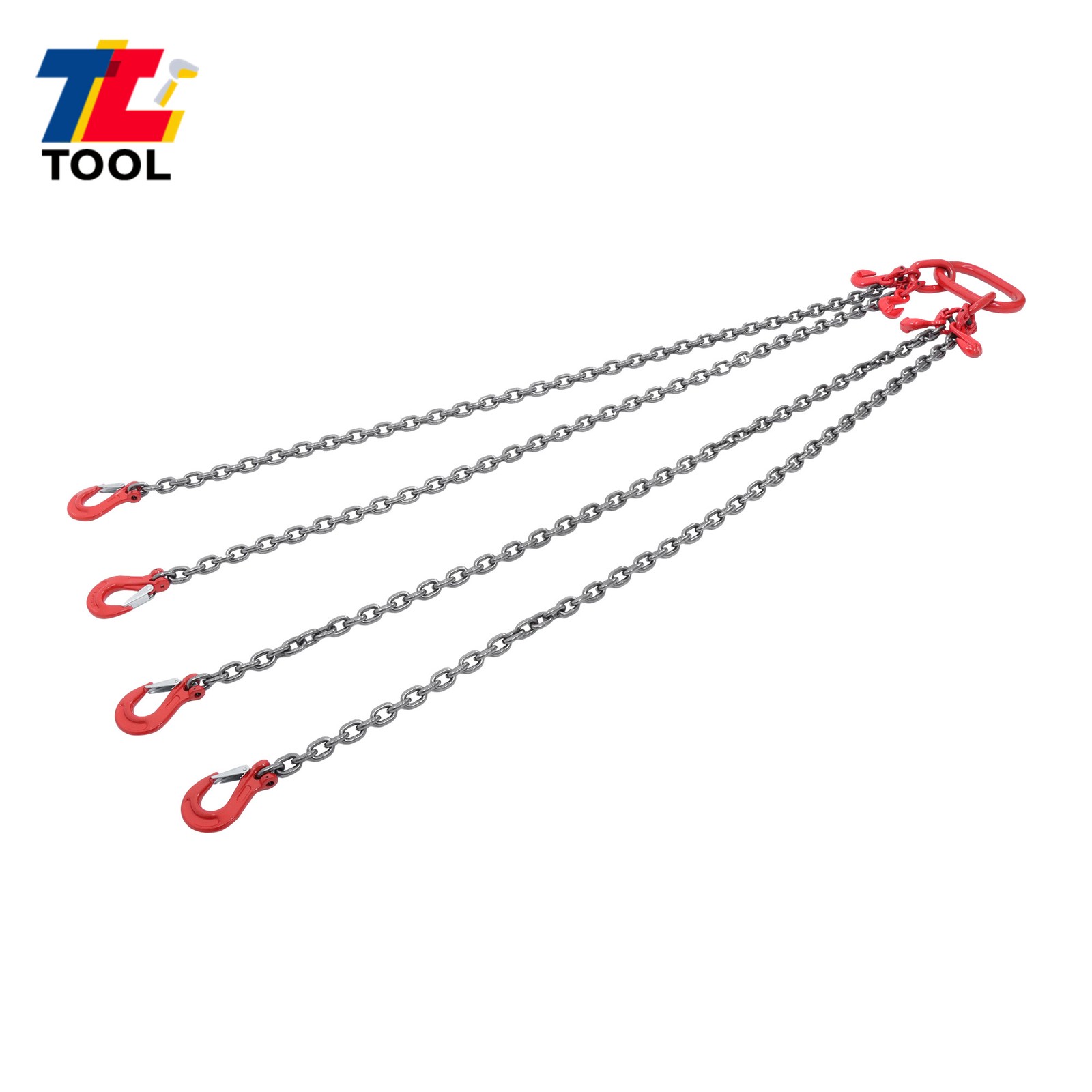 5/16 Inch x 5 Ft Lifting Chains 5 Ton G80 Chain Sling with 4 Leg Grab Hooks