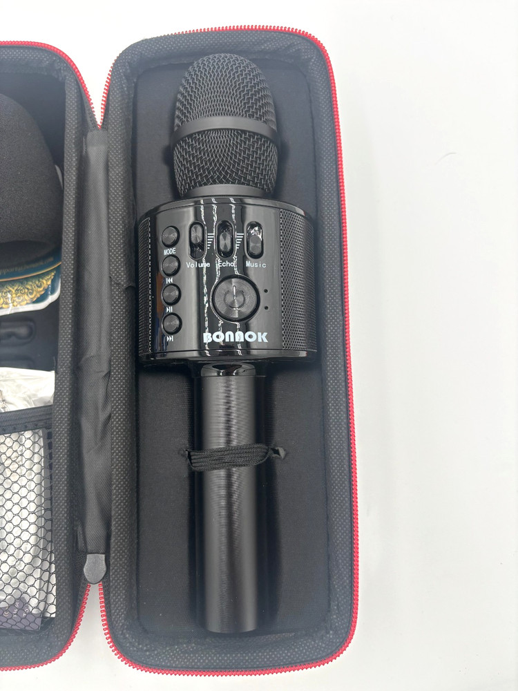 BONAOK Q37 Wireless Bluetooth Karaoke Microphone w/ Case Black