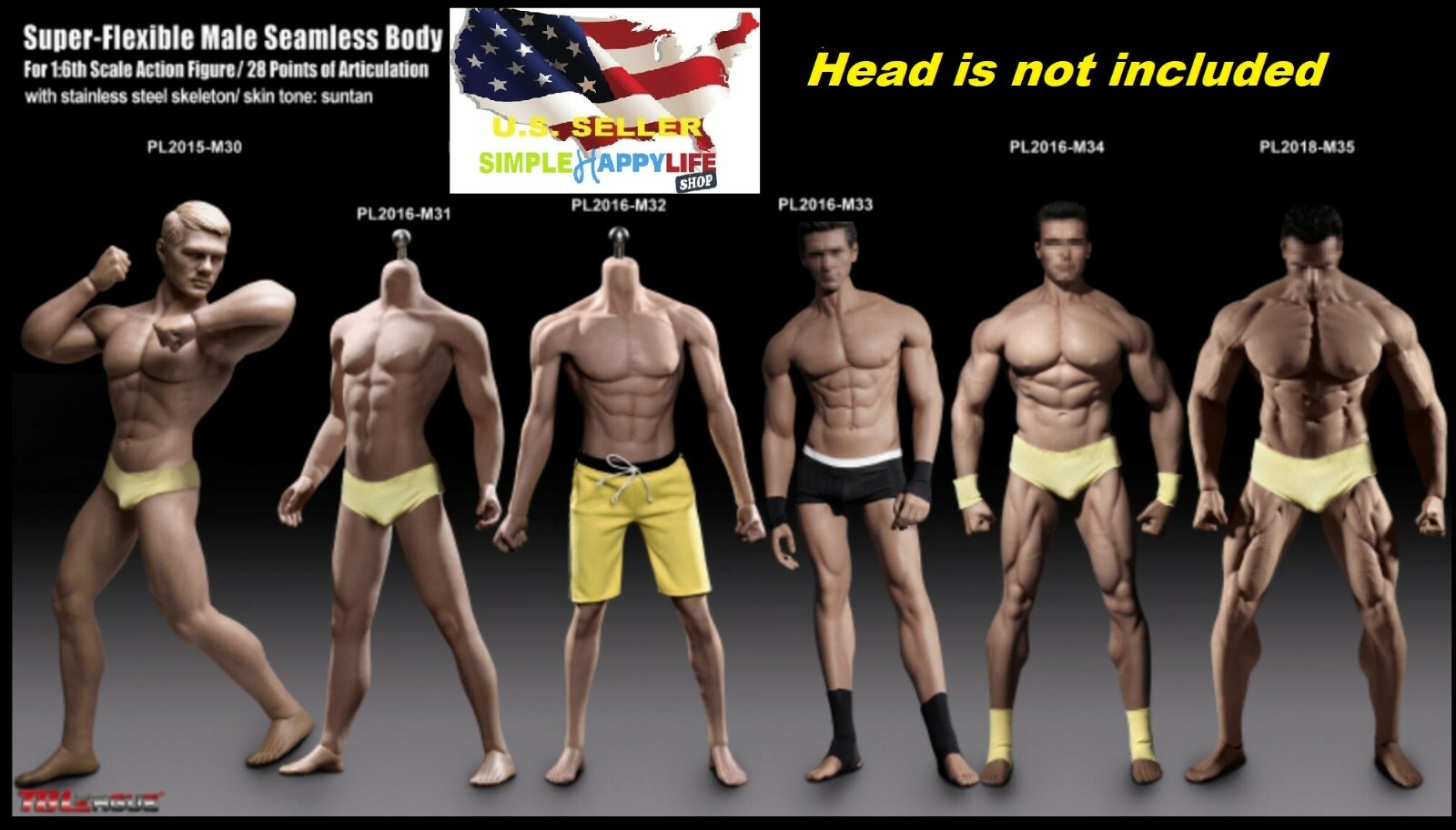 PHICEN TBLeague 1/6 Steel Skeleton Male Muscular Seamless Body M34 M35 M33 ❶USA❶